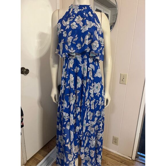 INC High Low Popover Blue Floral Sleeveless Dress 6 - Picture 2 of 6